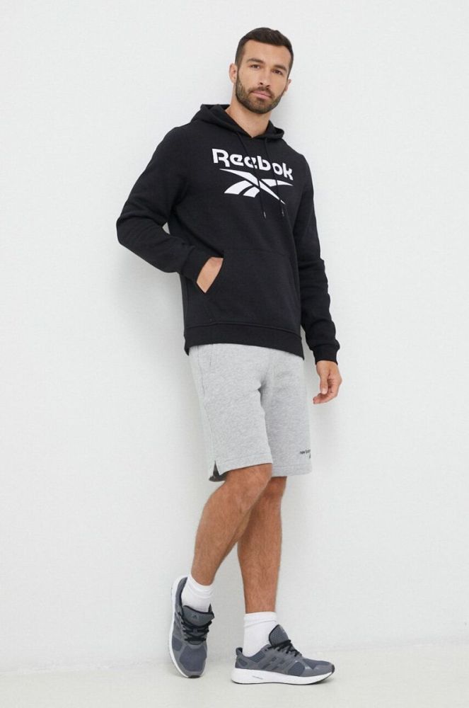 Кофта Reebok чоловіча колір чорний з капюшоном з принтом (2995569) фото 2