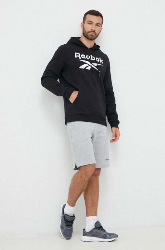 Кофта Reebok чоловіча колір чорний з капюшоном з принтом (2995569) фото 2