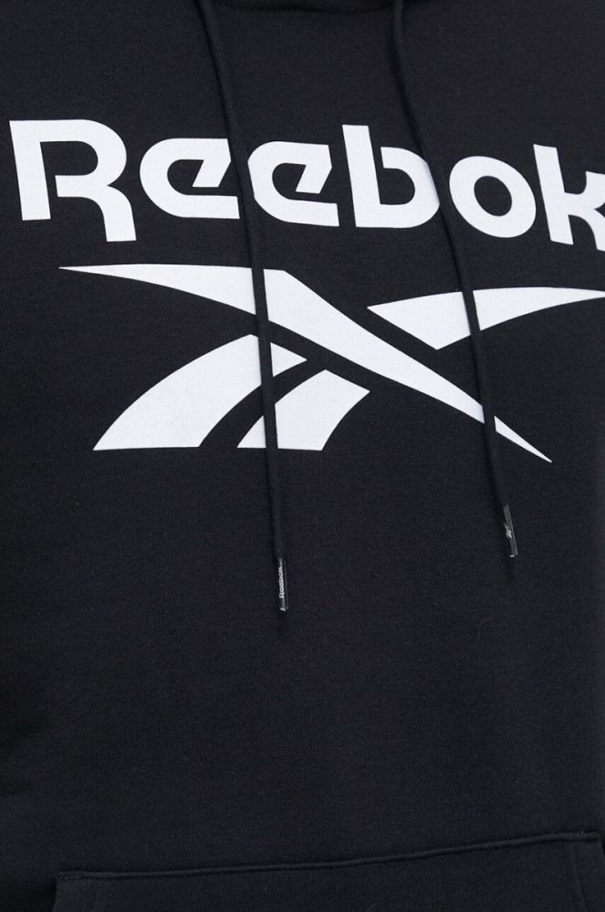 Кофта Reebok чоловіча колір чорний з капюшоном з принтом (2995569) фото 5