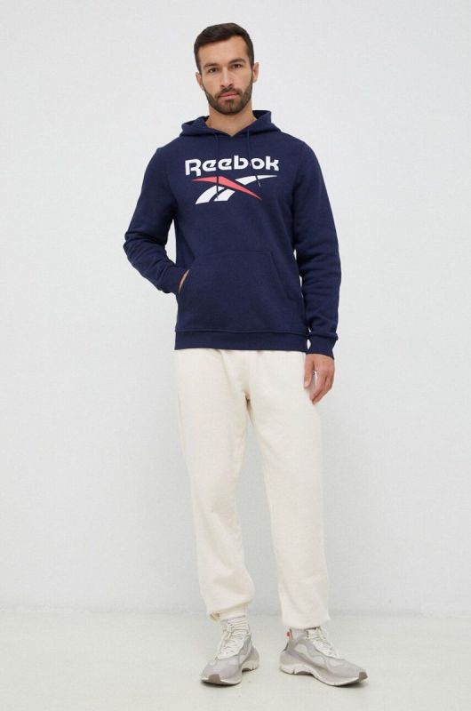 Кофта Reebok чоловіча колір синій з капюшоном з принтом (3038947) фото 2