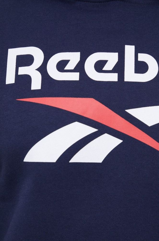 Кофта Reebok чоловіча колір синій з капюшоном з принтом (3038947) фото 5
