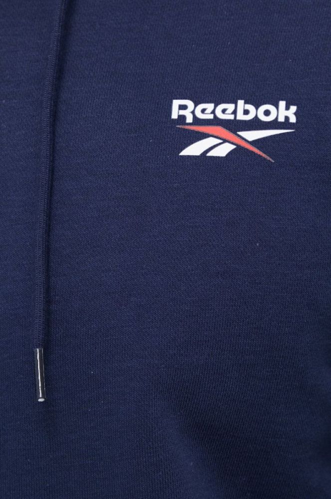 Кофта Reebok чоловіча колір синій з капюшоном з принтом (3008468) фото 5