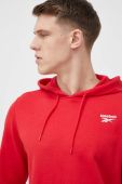 Кофта Reebok чоловіча колір червоний з капюшоном однотонна