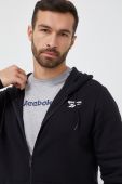 Кофта Reebok чоловіча колір чорний з капюшоном однотонна (3038955)