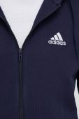Бавовняна кофта adidas чоловіча колір синій з капюшоном візерунок
