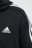 Бавовняна кофта adidas чоловіча колір чорний з капюшоном з аплікацією (2885189)