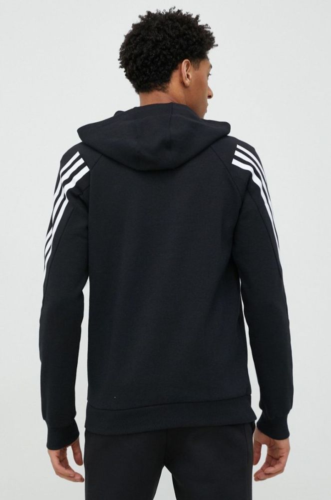 Кофта adidas чоловіча колір чорний з капюшоном з принтом (2942299) фото 3
