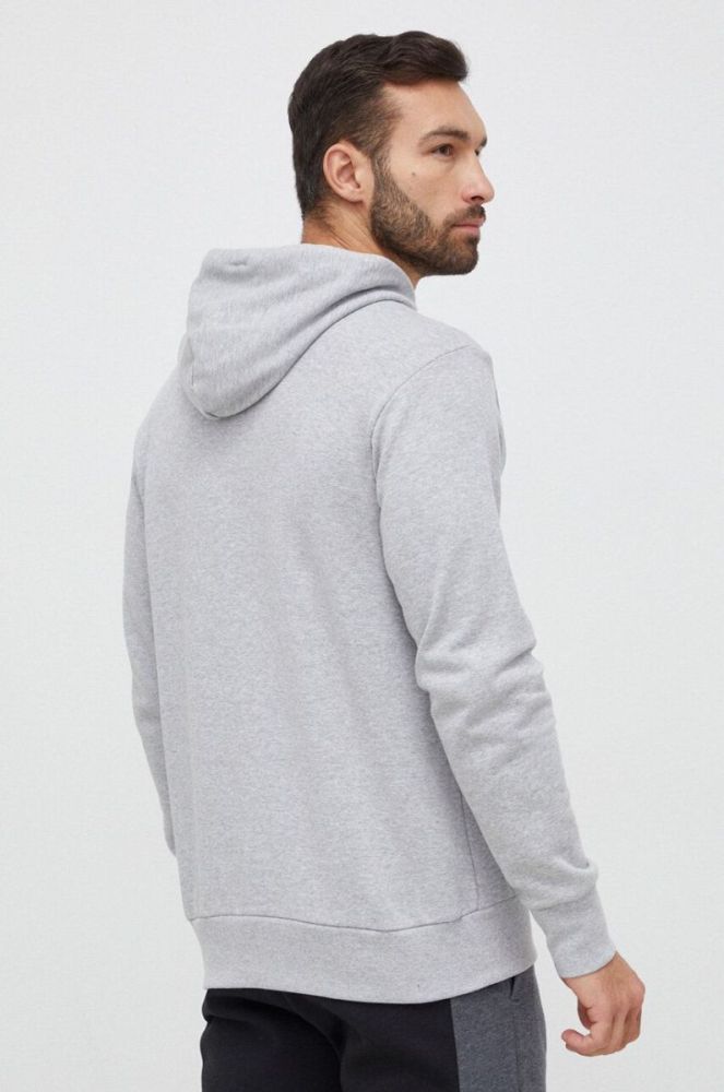 Бавовняна кофта adidas чоловіча колір сірий з капюшоном з принтом (3038959) фото 3