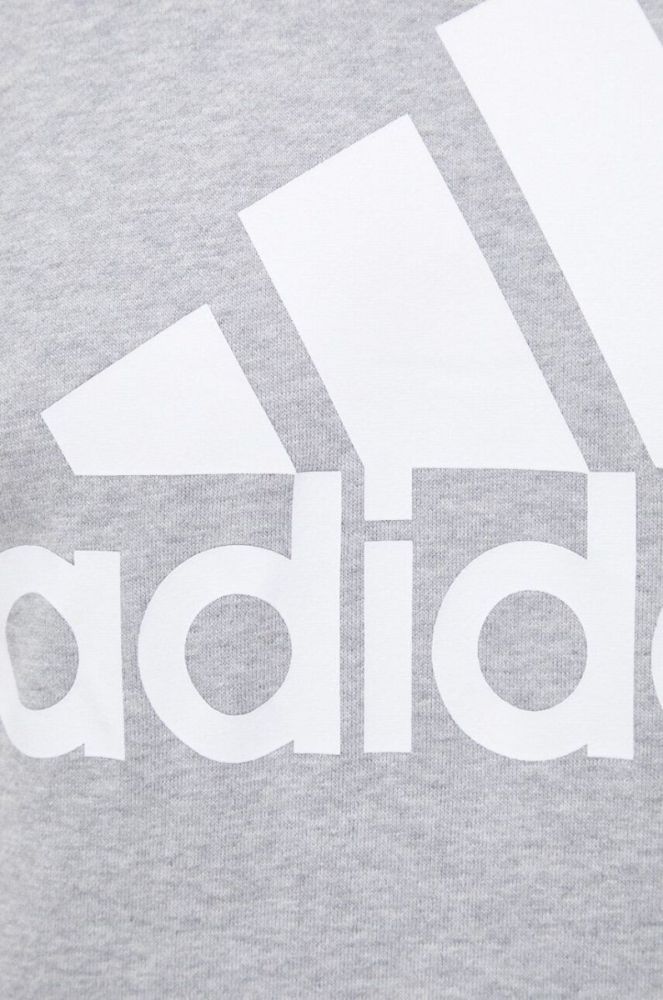 Бавовняна кофта adidas чоловіча колір сірий з капюшоном з принтом (3038959) фото 7