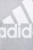 Бавовняна кофта adidas чоловіча колір сірий з капюшоном з принтом (3038959)