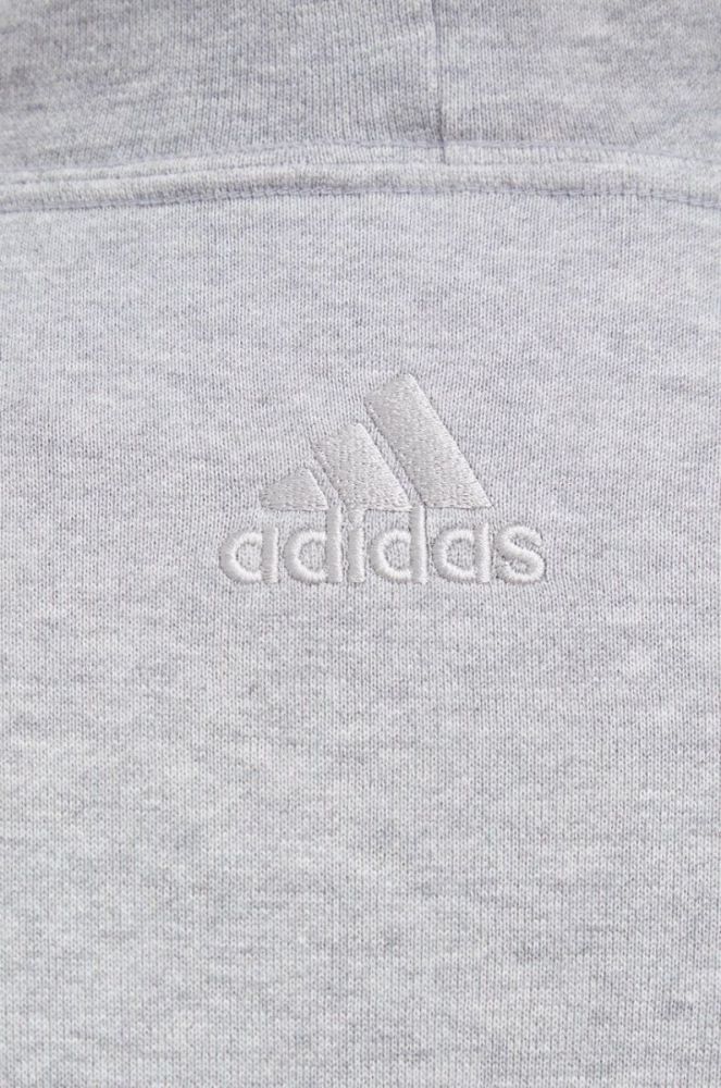 Бавовняна кофта adidas чоловіча колір сірий з капюшоном з принтом (3038959) фото 8