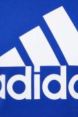 Бавовняна кофта adidas чоловіча з капюшоном з принтом колір блакитний
