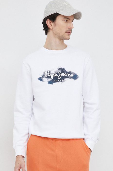 Бавовняна кофта Pepe Jeans чоловіча колір білий візерунок (3127696)