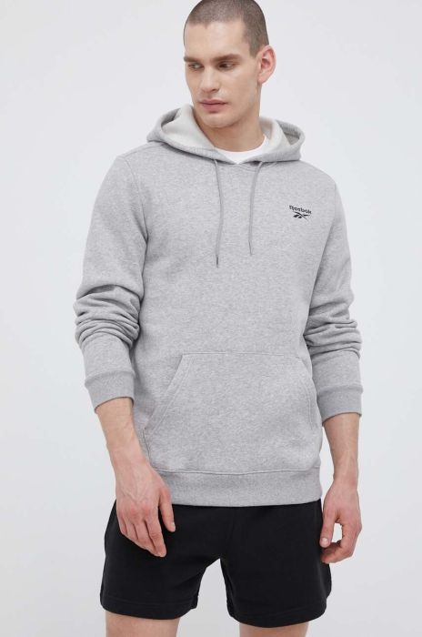 Кофта Reebok чоловіча колір сірий з капюшоном меланж (3216400)