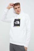 Кофта The North Face чоловіча колір білий з капюшоном з принтом