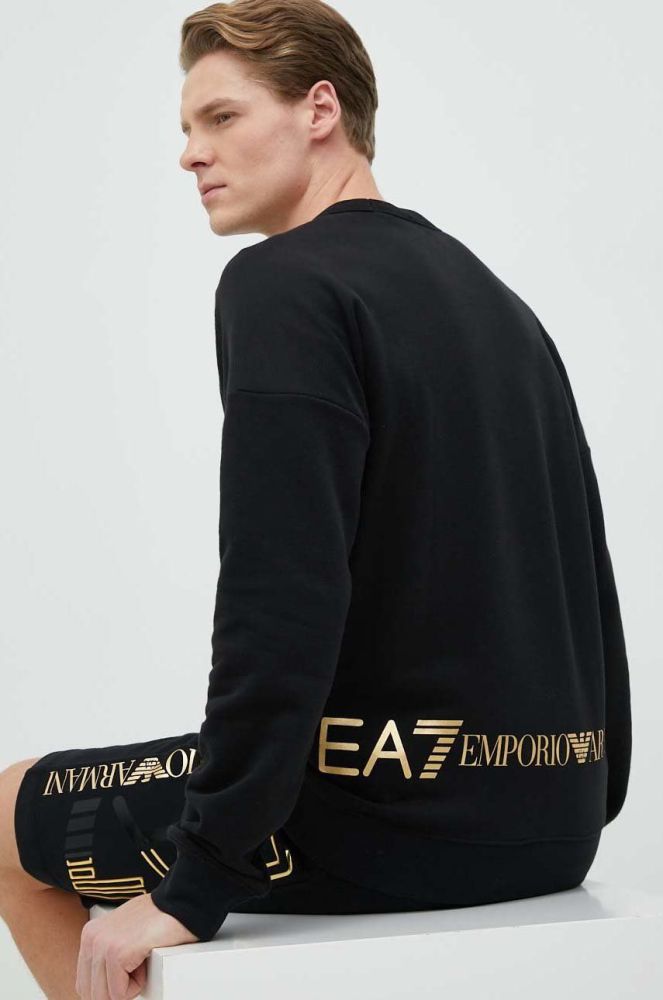 Кофта EA7 Emporio Armani чоловіча колір чорний з принтом (2887160)