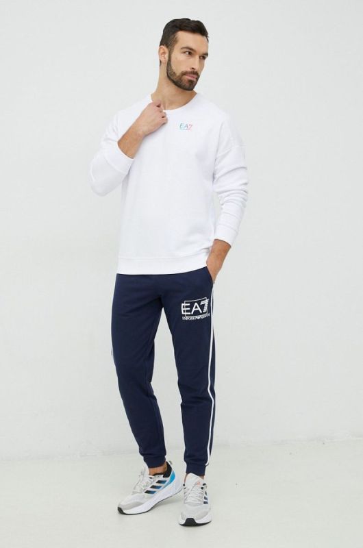Кофта EA7 Emporio Armani чоловіча колір білий з принтом фото 2
