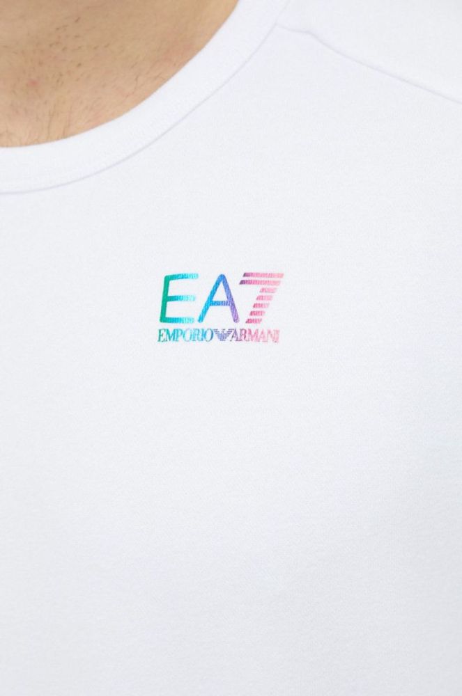 Кофта EA7 Emporio Armani чоловіча колір білий з принтом фото 6