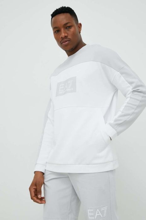Кофта EA7 Emporio Armani чоловіча колір білий з аплікацією