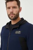 Кофта EA7 Emporio Armani чоловіча колір синій з капюшоном з аплікацією