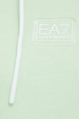 Бавовняна кофта EA7 Emporio Armani чоловіча колір зелений з капюшоном з аплікацією