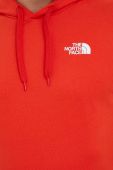 Бавовняна кофта The North Face чоловіча колір червоний з капюшоном однотонна