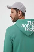 Бавовняна кофта The North Face чоловіча колір зелений з капюшоном однотонна