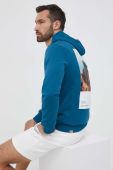Бавовняна кофта The North Face чоловіча колір бірюзовий з капюшоном з принтом (3282445)