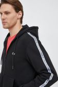 Кофта Lacoste чоловіча колір чорний з капюшоном з принтом SH5065-031