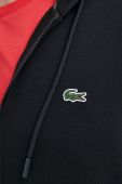 Кофта Lacoste чоловіча колір чорний з капюшоном з принтом SH5065-031