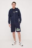 Бавовняна кофта Lacoste чоловіча колір синій з капюшоном з принтом (3162728)