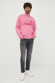 Бавовняна кофта Lacoste чоловіча колір рожевий візерунок