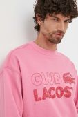Бавовняна кофта Lacoste чоловіча колір рожевий візерунок