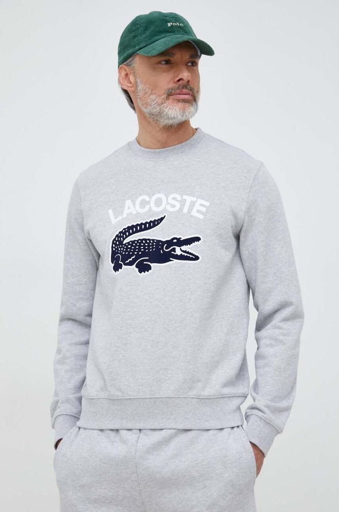 Бавовняна кофта Lacoste чоловіча колір сірий візерунок (3013146)