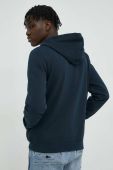 Бавовняна кофта Mustang чоловіча колір синій з капюшоном з принтом (3063945)