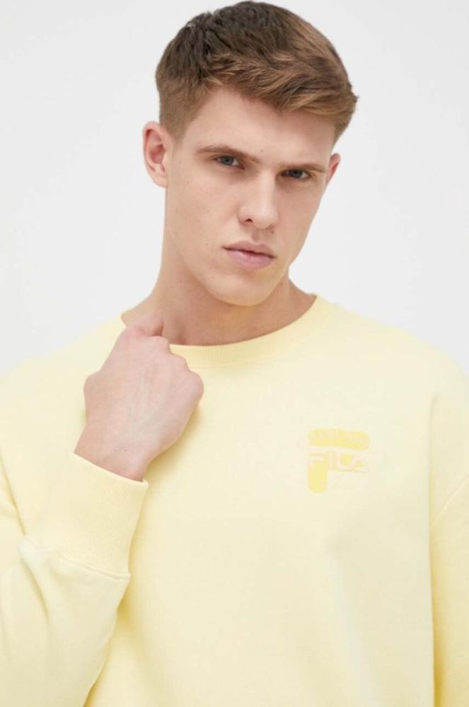 Бавовняна кофта Fila чоловіча колір жовтий однотонна фото 4