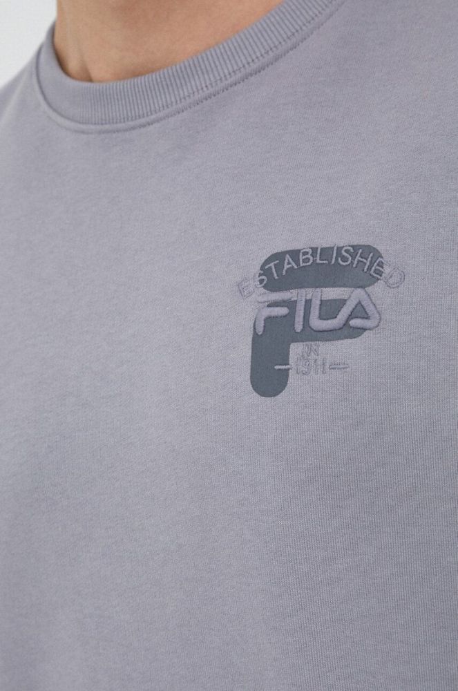 Бавовняна кофта Fila чоловіча колір сірий однотонна фото 5