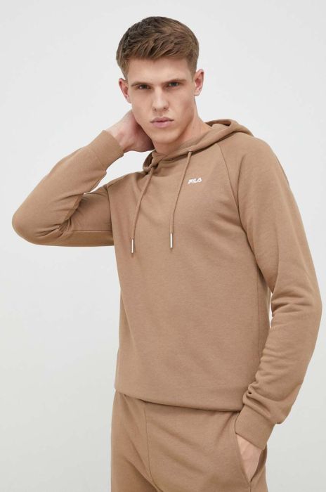 Кофта Fila чоловіча колір коричневий з капюшоном однотонна (3027464)