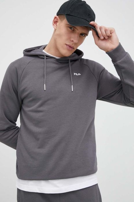 Кофта Fila чоловіча колір сірий з капюшоном однотонна (3027460)