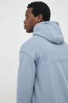 Бавовняна кофта Emporio Armani чоловіча з капюшоном з аплікацією колір блакитний Бавовняна кофта Emporio Armani чоловіча з капюшоном з аплікацією колір блакитний