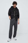 Кофта Emporio Armani чоловіча колір чорний з капюшоном з аплікацією