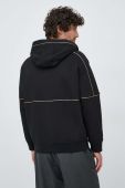 Кофта Emporio Armani чоловіча колір чорний з капюшоном з аплікацією