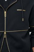 Кофта Emporio Armani чоловіча колір чорний з капюшоном з аплікацією