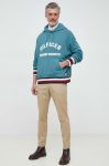 Кофта Tommy Hilfiger x Shawn Mendes чоловіча колір бірюзовий з капюшоном візерунок Кофта Tommy Hilfiger x Shawn Mendes чоловіча колір бірюзовий з капюшоном візерунок