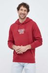 Кофта Guess чоловіча колір червоний з капюшоном з аплікацією Кофта Guess чоловіча колір червоний з капюшоном з аплікацією
