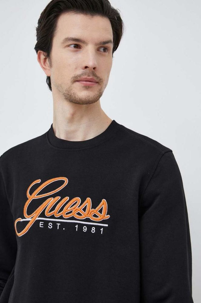 Кофта Guess чоловіча колір чорний з аплікацією (3008482)