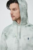 Кофта з домішкою льону Polo Ralph Lauren колір зелений з капюшоном візерунок