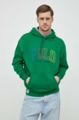 Кофта Polo Ralph Lauren чоловіча колір зелений з капюшоном з аплікацією (3068929)