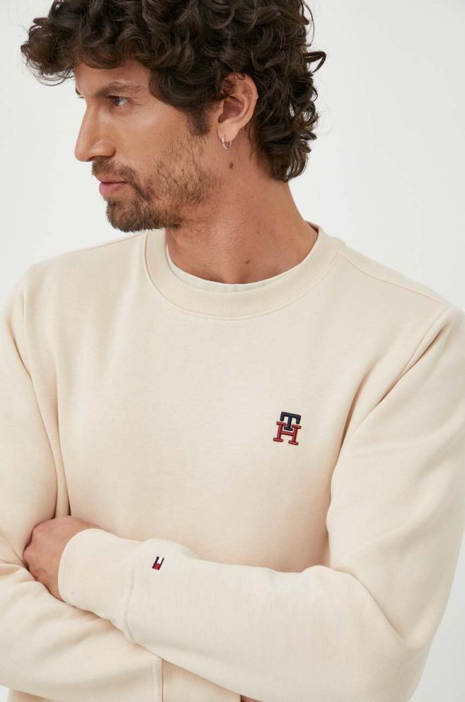 Кофта Tommy Hilfiger чоловіча колір бежевий однотонна