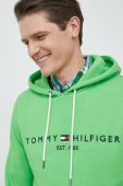 Кофта Tommy Hilfiger чоловіча колір зелений з капюшоном з аплікацією (3027489)